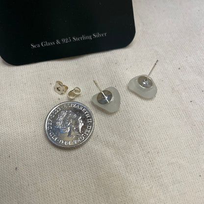 White Sea Glass Studs (#4)