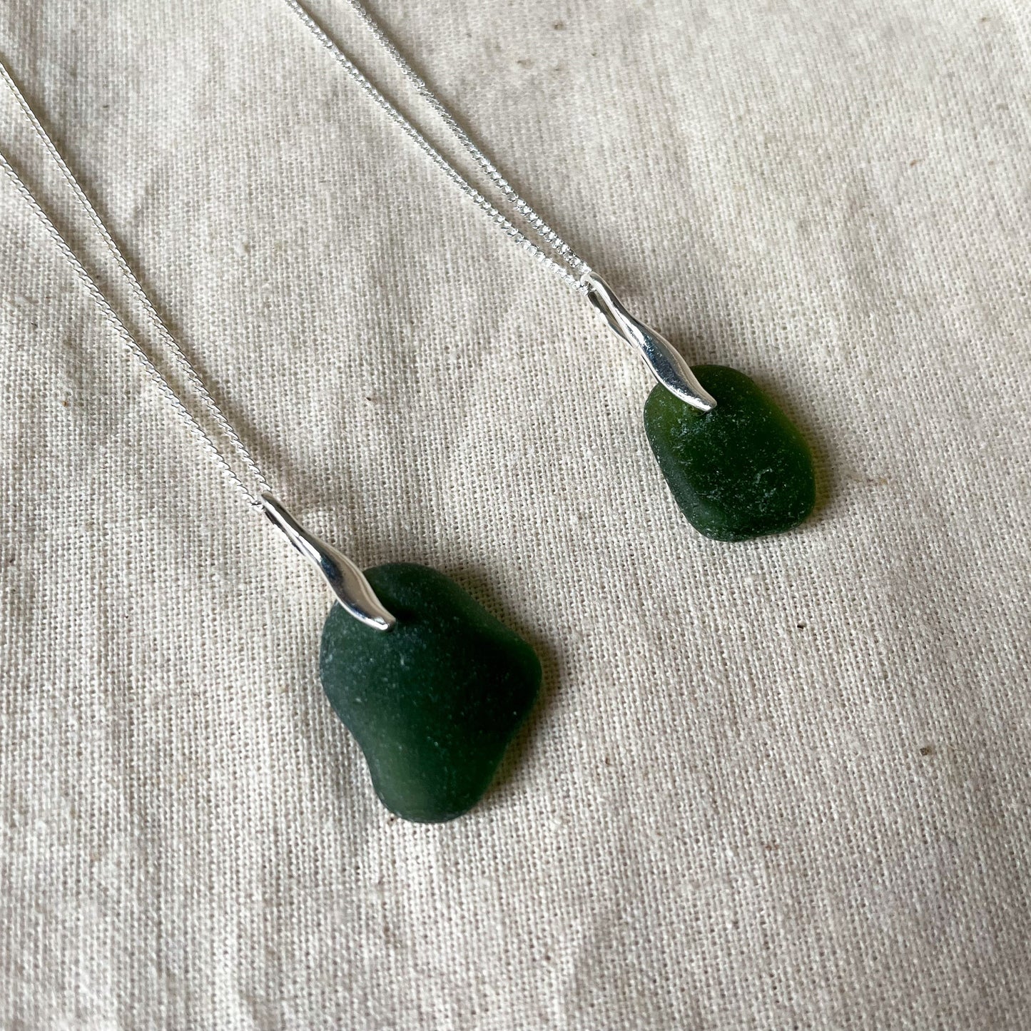 Two green sea glass necklaces