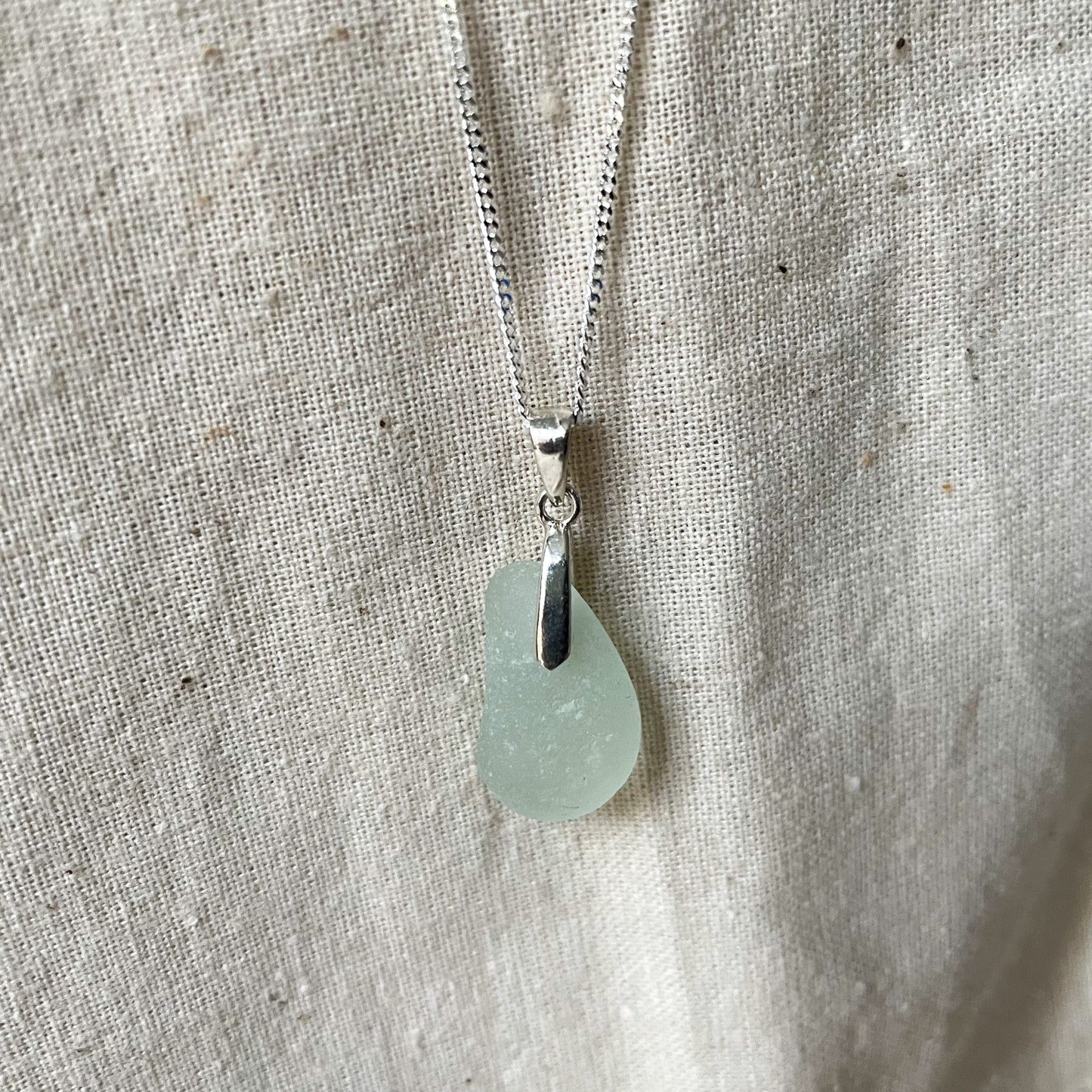 light blue sea glass pendant