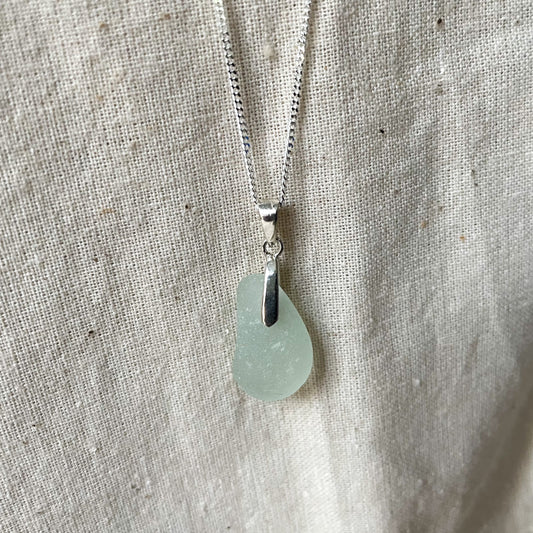 light blue sea glass pendant