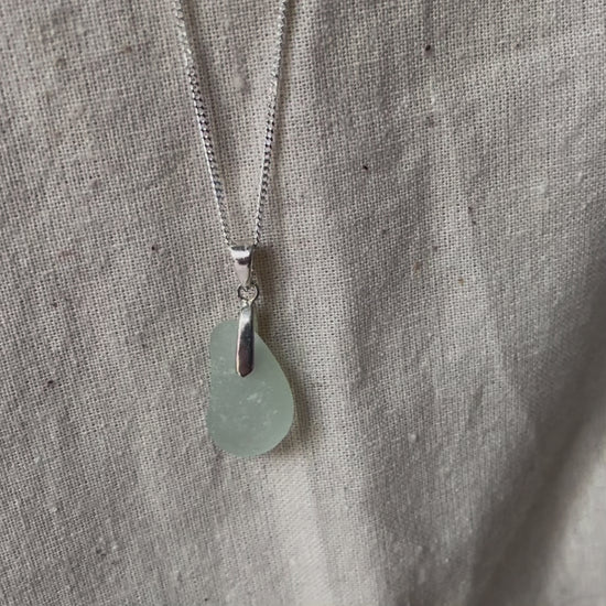 light blue sea glass necklace