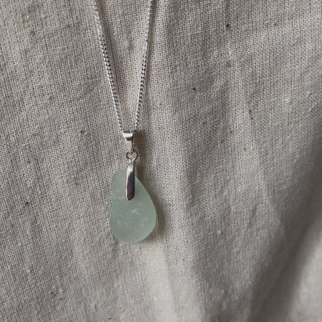 light blue sea glass necklace