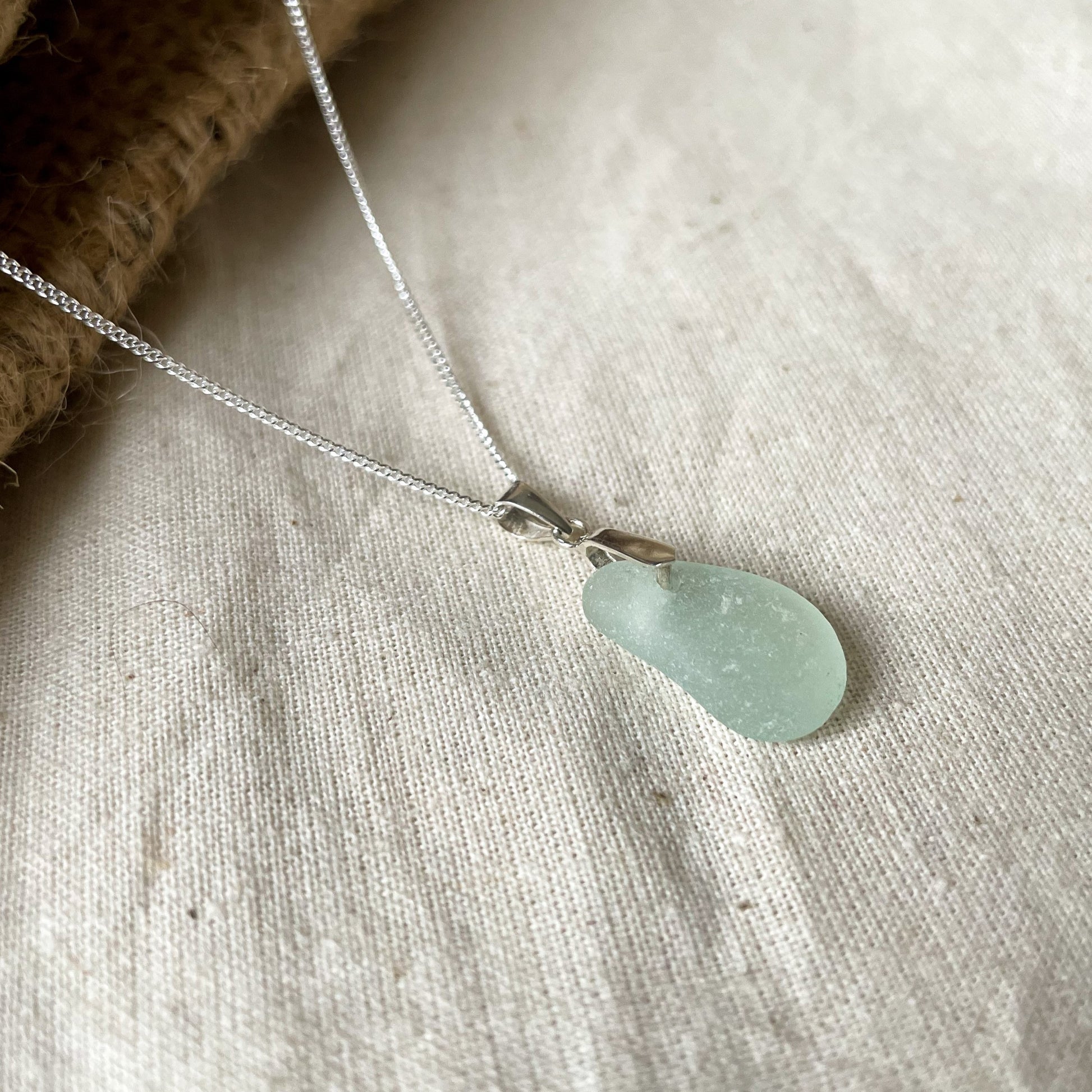 pale blue sea glass pendant